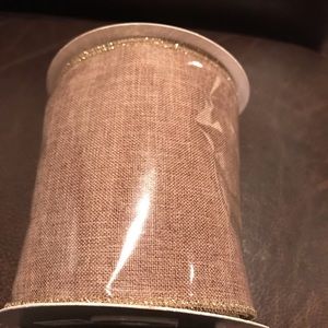 4” Wide Wired Edge Light Brown Ribbon.